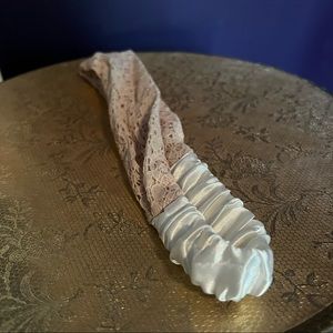 Tan Lace & White Satin Hand Band
